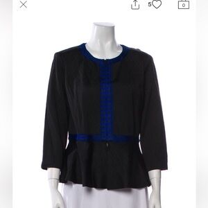 St.John Black Jacket with Blue Accents